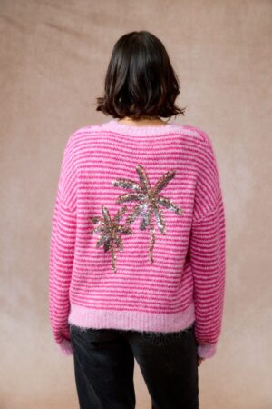 Pull à Rayures Palmiers strass | JP-7817