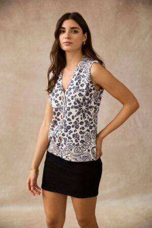 Gilet Sans Manches Imprimé Bandana & Léopard | JP-7633