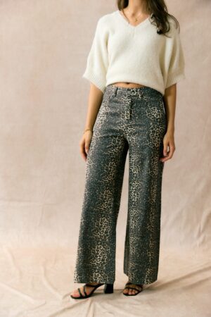Pantalon à Rayures Détail Léopard | TR1295