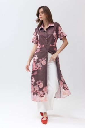 Robe Longue Fleurie Ouverte Devant | BR5926