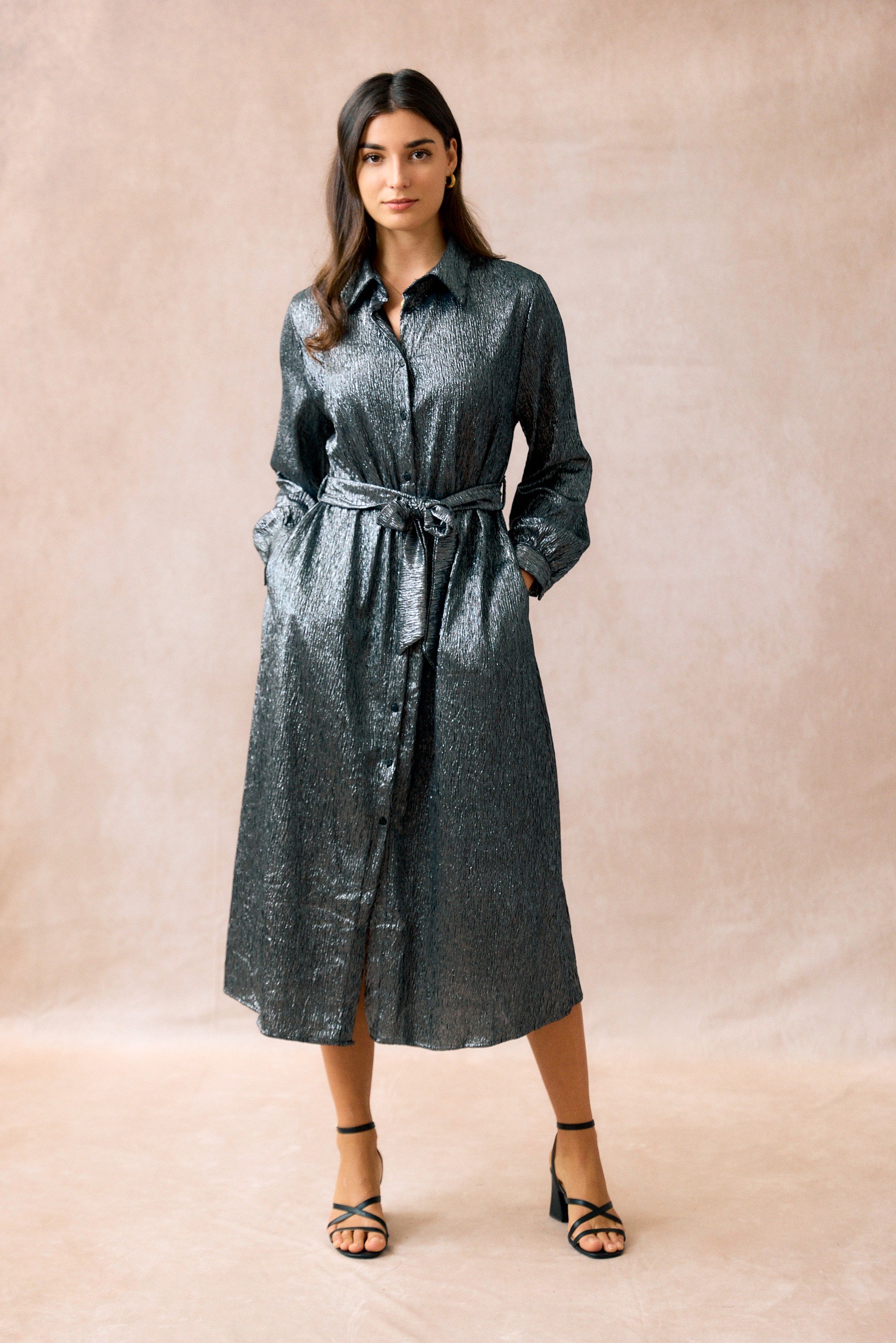 Robe Ample Grise Métallisée | BR5582