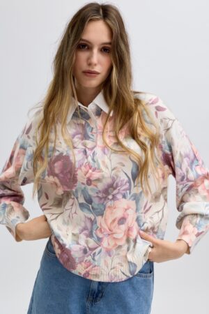 Pull Manches Longues avec Motif Fleurs Pastel | JP-8061