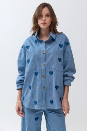 Chemise jean Rayé Oversize | JS1123